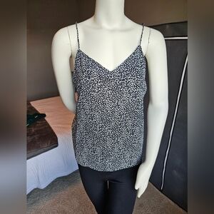 Dressy Lg. Black with white design Nine West Tank Top with Adjustable Straps